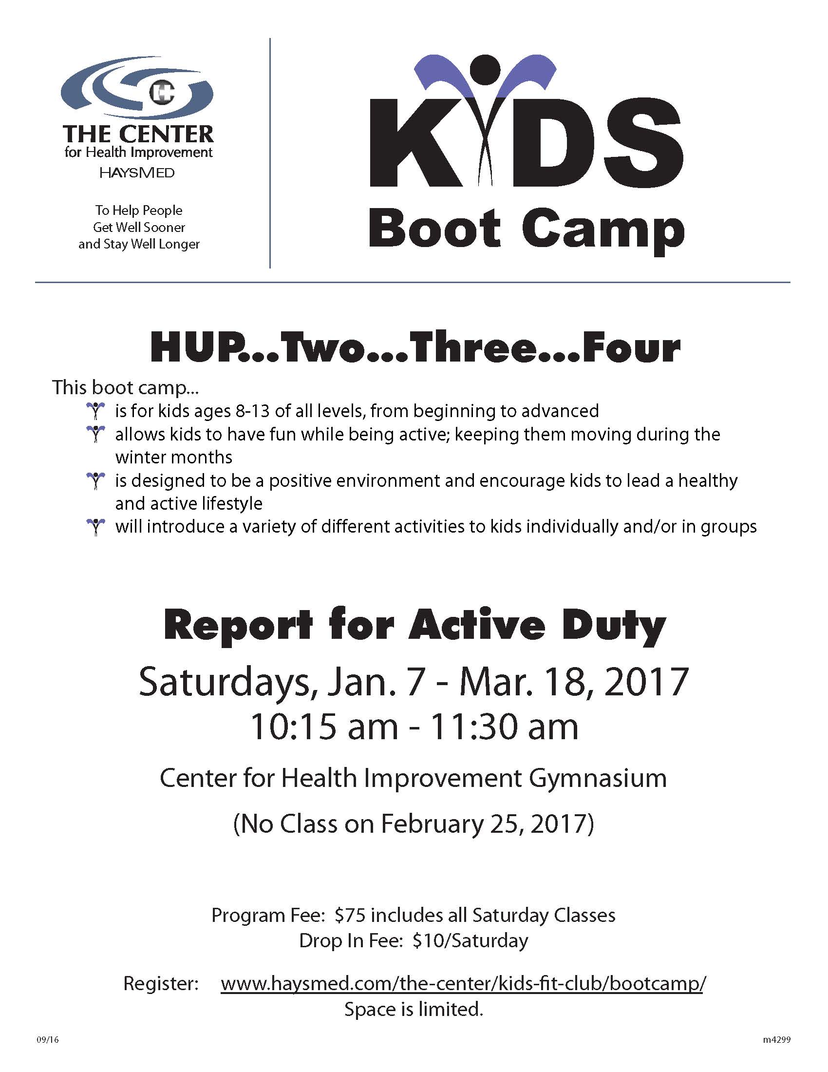 HaysMed offers Saturday kids Fitness Bootcamp in 2017